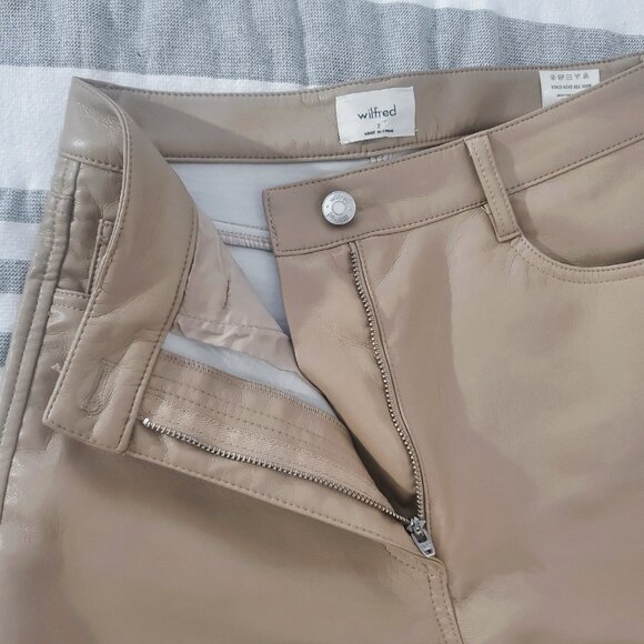 ARITZIA WILFRED "MELINA" Straight Fit Tan Vegan Leather Pants- New - Picture 14 of 15